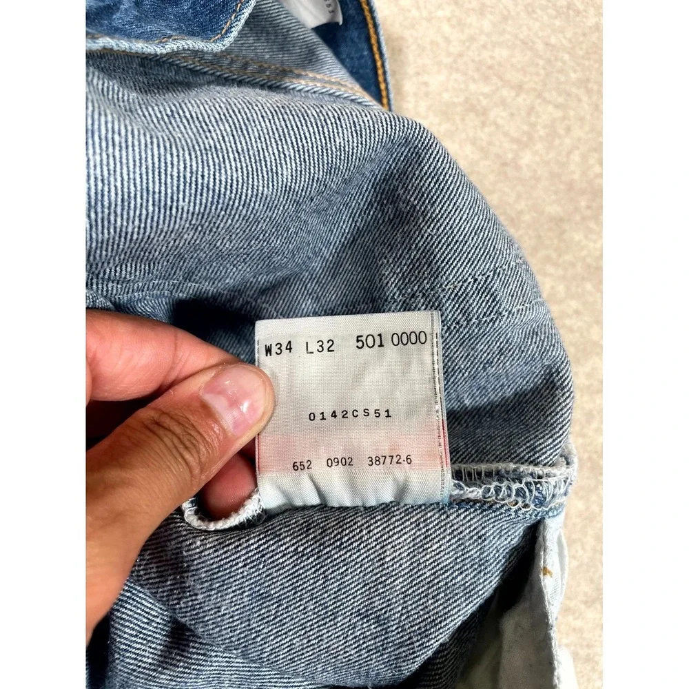 Levi's 501 Jeans Men‎ 34x32 Blue Denim Cotton 5-Pockets Straight Leg Mid Rise
